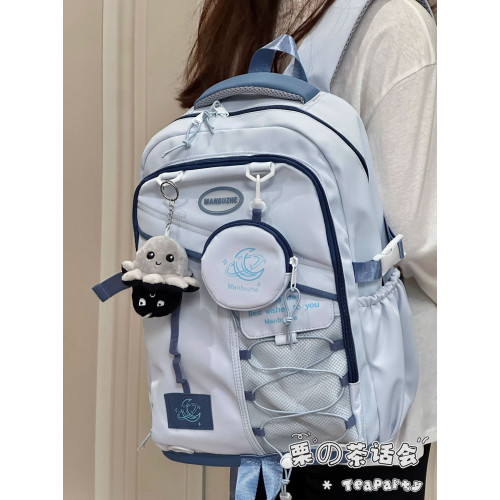 茶話會小衆潮牌雙肩包男女生初中高中學生書包百搭大容量電腦後後背包