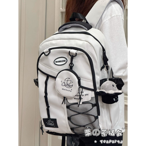 茶話會小衆潮牌雙肩包男女生初中高中學生書包百搭大容量電腦後後背包