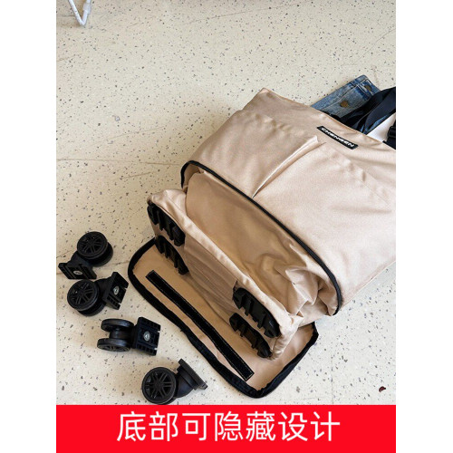 旅行包帶輪子大容量防水單肩學生行李斜後後背包短途旅行女輕便登機包