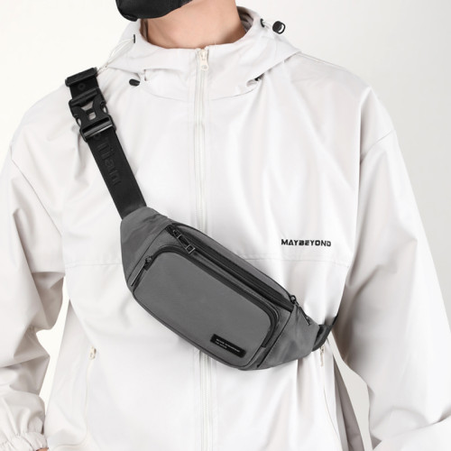 斜後後背包男牛津布胸前包休閒男士腰包戶外運動男包新款潮流男胸包
