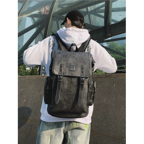 大學生書包休閒電腦包大容量雙肩包男士復古時尚潮流皮革旅行後後背包 大學生書包休閒電腦包大容量雙肩包男士復古時尚潮流皮革旅行後後背包