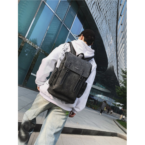 大學生書包休閒電腦包大容量雙肩包男士復古時尚潮流皮革旅行後後背包 大學生書包休閒電腦包大容量雙肩包男士復古時尚潮流皮革旅行後後背包