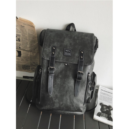 大學生書包休閒電腦包大容量雙肩包男士復古時尚潮流皮革旅行後後背包 大學生書包休閒電腦包大容量雙肩包男士復古時尚潮流皮革旅行後後背包