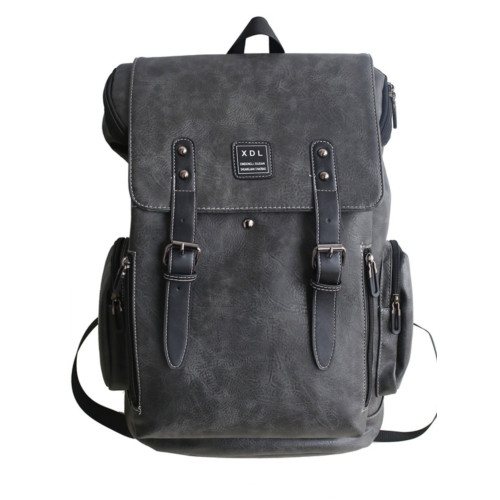 大學生書包休閒電腦包大容量雙肩包男士復古時尚潮流皮革旅行後後背包 大學生書包休閒電腦包大容量雙肩包男士復古時尚潮流皮革旅行後後背包