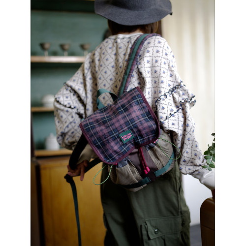 housedesign原創春季新復古撞色後後背包小衆學生書包通勤電腦雙肩包