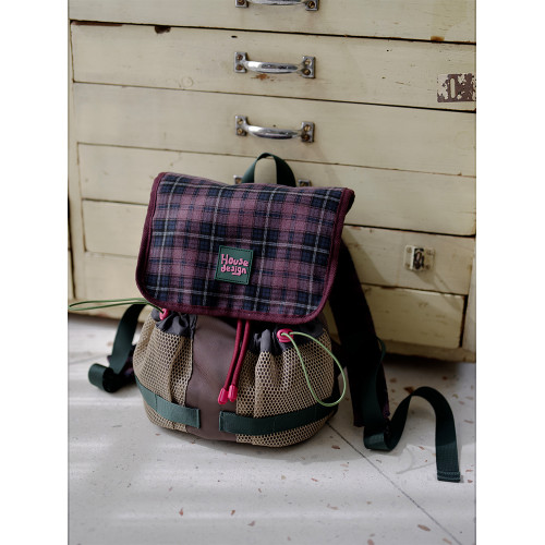 housedesign原創春季新復古撞色後後背包小衆學生書包通勤電腦雙肩包