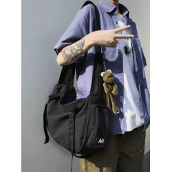 街頭機能大容量郵差包男ins簡約休閒運動健身後後背包百搭單肩斜後後背包