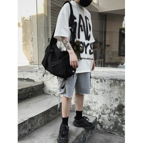 街頭機能大容量郵差包男ins簡約休閒運動健身後後背包百搭單肩斜後後背包