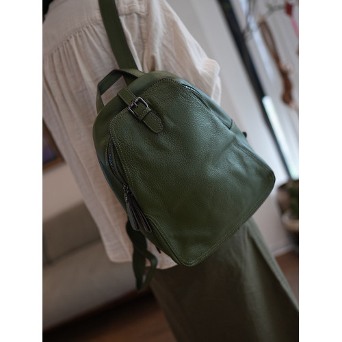 鹿小姐頭層軟牛皮簡約高級感旅行通勤大容量真皮百搭時尚雙肩後後背包