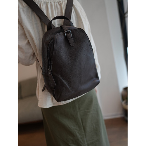 鹿小姐頭層軟牛皮簡約高級感旅行通勤大容量真皮百搭時尚雙肩後後背包