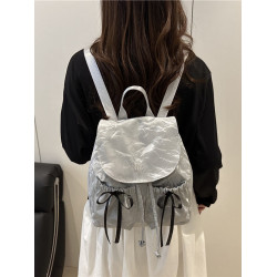 休閒帆布蝴蝶結雙肩包女式包包2025夏季新款小衆後後背包簡約旅行包