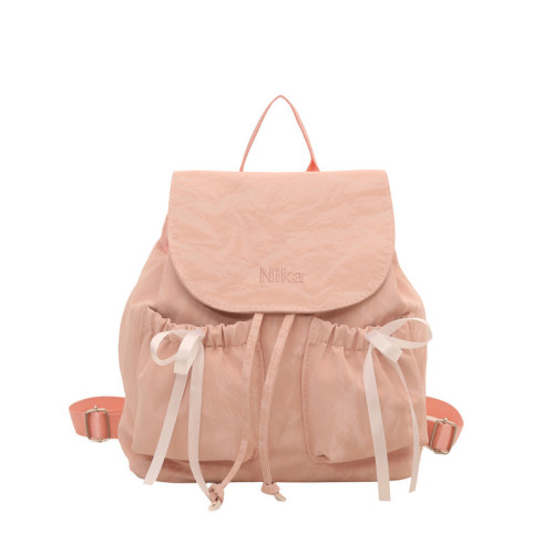 休閒帆布蝴蝶結雙肩包女式包包2025夏季新款小衆後後背包簡約旅行包