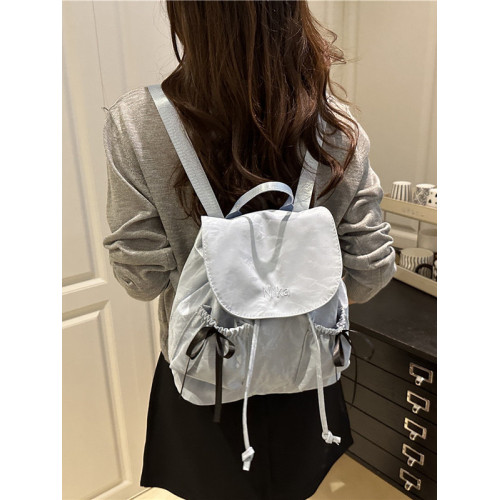 休閒帆布蝴蝶結雙肩包女式包包2025夏季新款小衆後後背包簡約旅行包