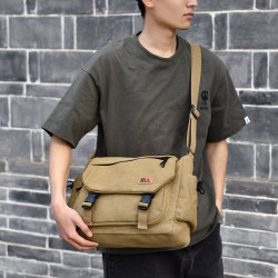 帆布單肩包女新款大容量斜後後背包潮流上班通勤包包男休閒上課郵差包