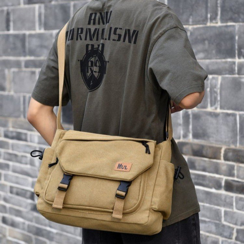 帆布單肩包女新款大容量斜後後背包潮流上班通勤包包男休閒上課郵差包