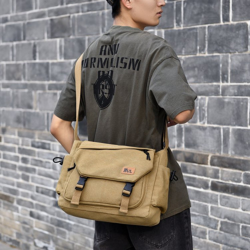 帆布單肩包女新款大容量斜後後背包潮流上班通勤包包男休閒上課郵差包