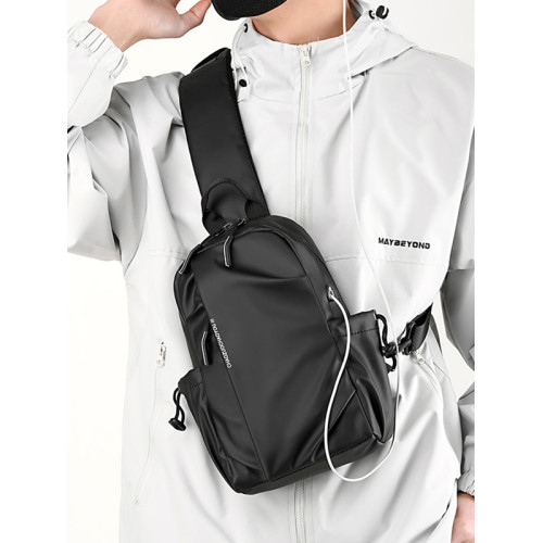 男士斜後後背包2025新款後後背包休閒大容量防水胸包騎行時尚運動旅行後後背包