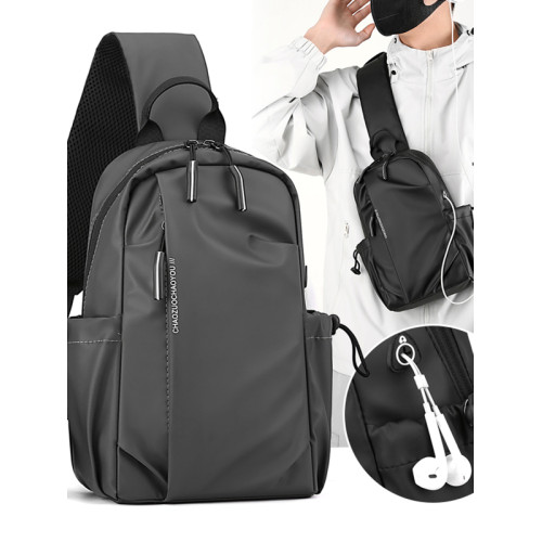 男士斜後後背包2025新款後後背包休閒大容量防水胸包騎行時尚運動旅行後後背包