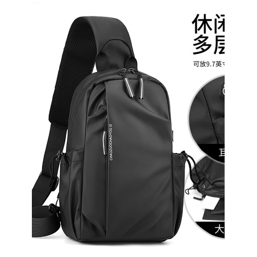 男士斜後後背包2025新款後後背包休閒大容量防水胸包騎行時尚運動旅行後後背包