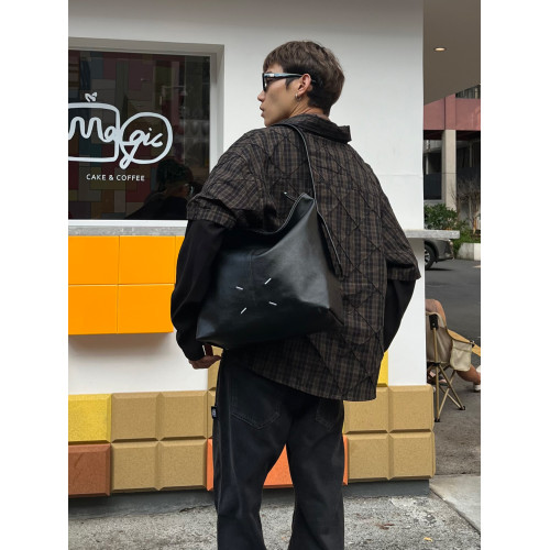 YUEN小衆復古單肩斜背腋下hobo托特包極簡風ins中性風街頭男女潮