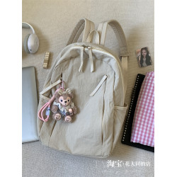 韓版新款文藝簡約輕量化防水雙肩包女大學生百搭書包休閒旅行後後背包