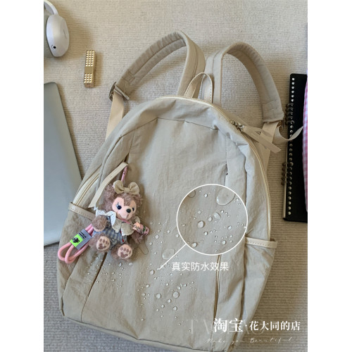 韓版新款文藝簡約輕量化防水雙肩包女大學生百搭書包休閒旅行後後背包