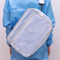 全PVC防靜電無塵包工具包工程潔淨室透明網格挎包17寸單肩挎加厚