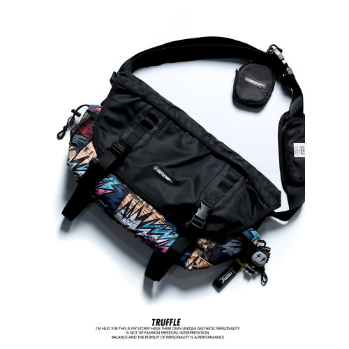 TRUFFLE塗鴉新款大容量單肩斜後後背包男15.6寸電腦包學生挎包旅行包