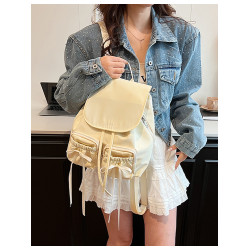 韓系學院風小衆設計休閒後後背包大容量芭蕾風少女蝴蝶結雙肩包學生包