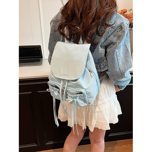 韓系學院風小衆設計休閒後後背包大容量芭蕾風少女蝴蝶結雙肩包學生包