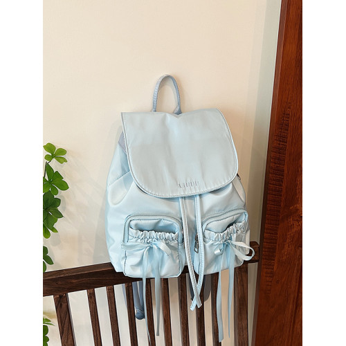 韓系學院風小衆設計休閒後後背包大容量芭蕾風少女蝴蝶結雙肩包學生包