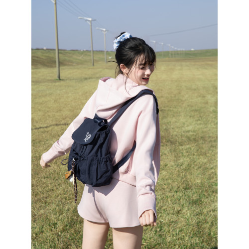 橙子少女韓系刺綉小衆輕便尼龍包包大學生大容量雙肩包旅行包後後背包