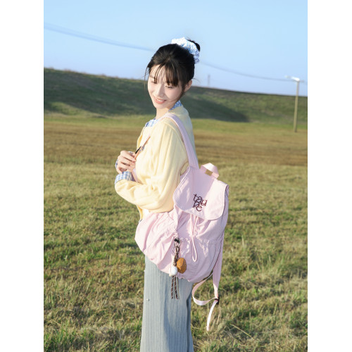 橙子少女韓系刺綉小衆輕便尼龍包包大學生大容量雙肩包旅行包後後背包