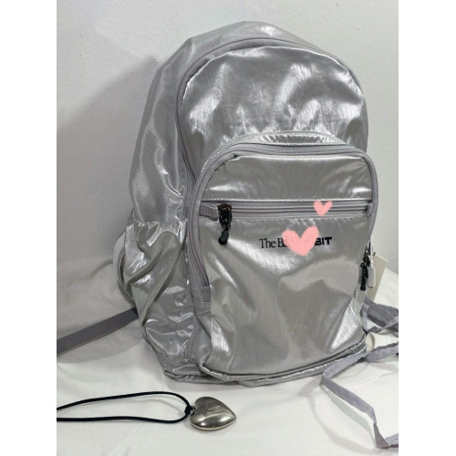 韓系八奶銀色尼龍雙肩包秋冬學生旅行書包防水輕便通勤大容量戶外