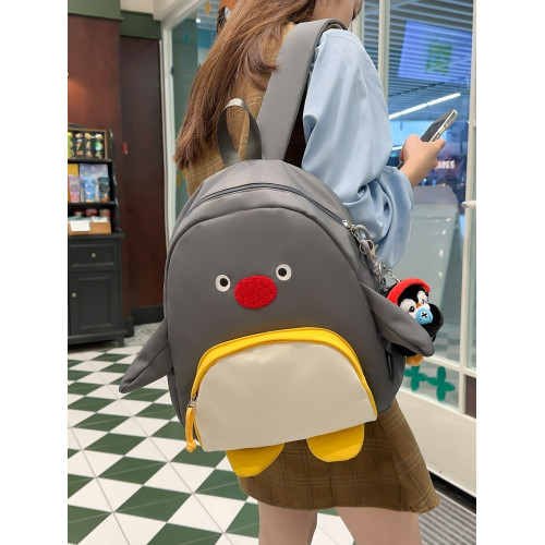 可愛卡通搞怪企鵞後後背包學生上課研學出遊書包高顔值ins兒童雙肩包