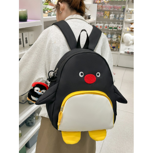 可愛卡通搞怪企鵞後後背包學生上課研學出遊書包高顔值ins兒童雙肩包