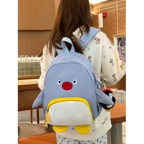 可愛卡通搞怪企鵞後後背包學生上課研學出遊書包高顔值ins兒童雙肩包
