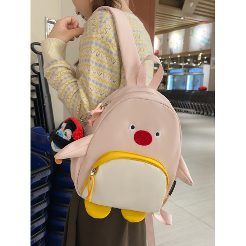 可愛卡通搞怪企鵞後後背包學生上課研學出遊書包高顔值ins兒童雙肩包