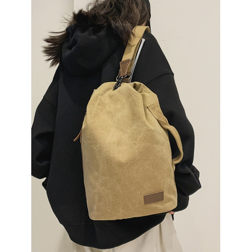 帆布包男女大容量日系復古斜後後背包多功能時尚單肩包學生後後背包挎包