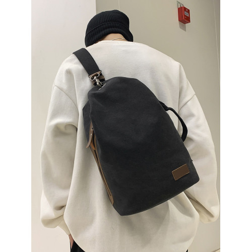 帆布包男女大容量日系復古斜後後背包多功能時尚單肩包學生後後背包挎包