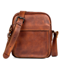 慢時光復古手工擦色真皮單肩包男包頭層植鞣牛皮斜後後背包休閒潮包