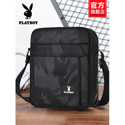 花花公子單肩包男士大容量休閒斜後後背包牛津帆布商務挎包潮流小後後背包