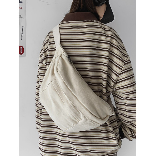 慵懶風帆布包男大容量斜後後背包潮牌胸包日系學生後後背包復古休閒單肩包