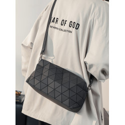 斜後後背包男款菱格圖案單肩包小方包 韓版男包休閒時尚百搭斜掛包