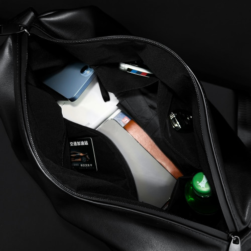 大容量斜後後背包男士後後背包2023新款休閒簡約軟皮單肩包男挎包健身包PU