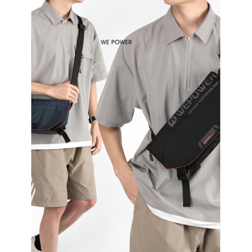 潮牌新款繙蓋多功能大容量斜後後背包休閒高級感單肩包男士胸包小挎包