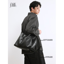 【廣宇同款】黑武士托特包休閒大容量手提通勤單肩斜背真皮大包