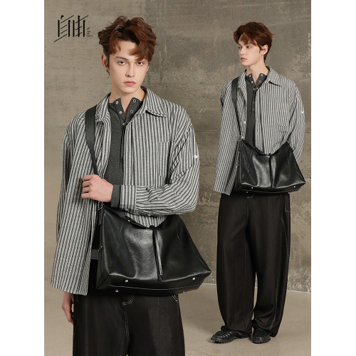 【廣宇同款】黑武士托特包休閒大容量手提通勤單肩斜背真皮大包