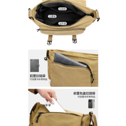 男士斜後後背包2025新款休閒大容量復古帆布郵差包短途騎行通勤單肩包