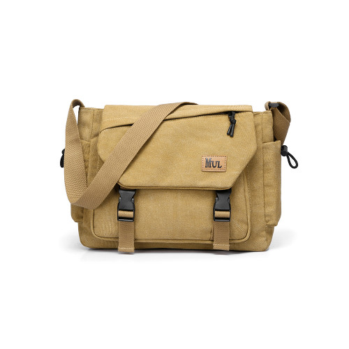 男士斜後後背包2025新款休閒大容量復古帆布郵差包短途騎行通勤單肩包